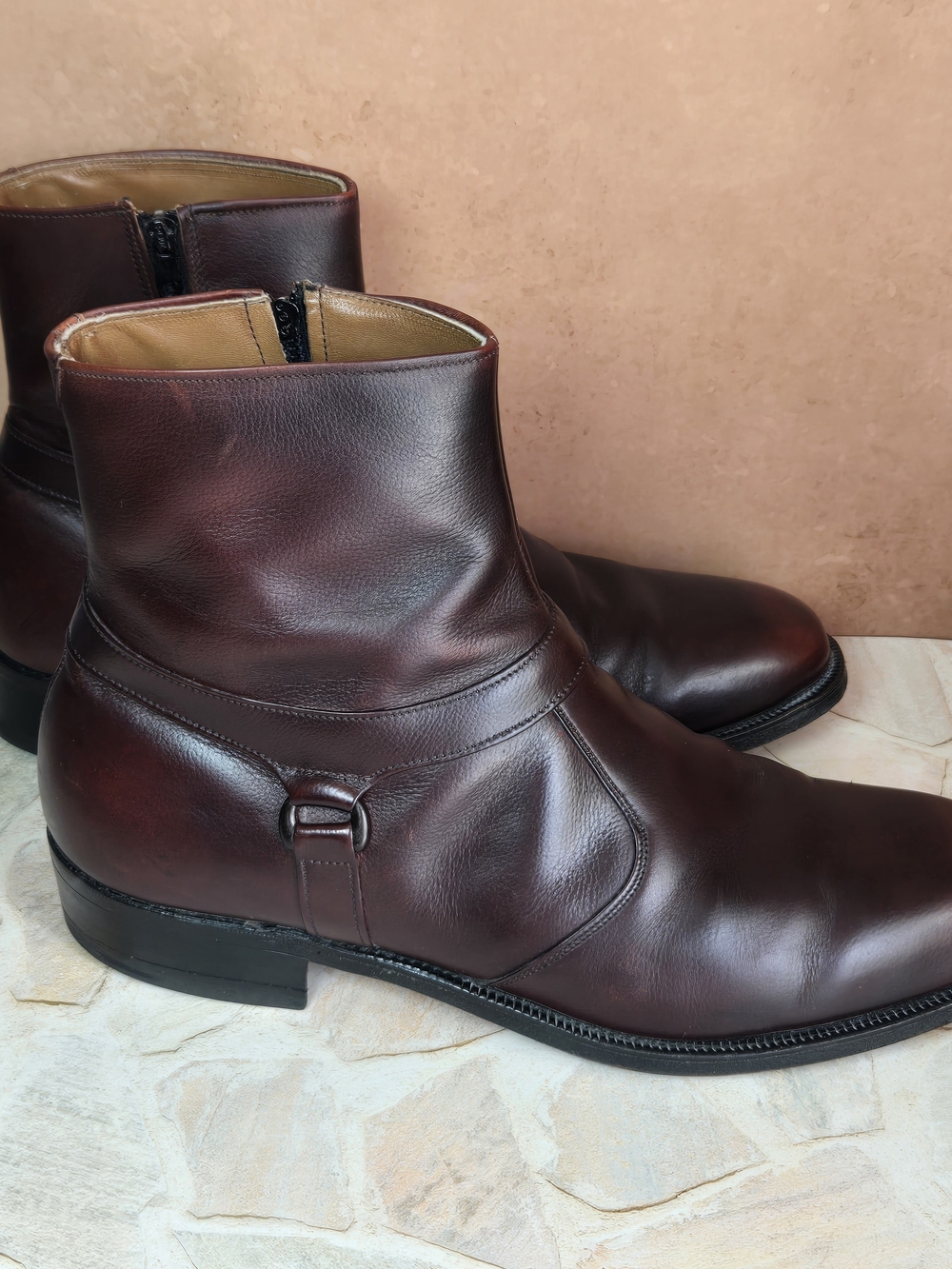 Vintage E.T. Wright Breather Arch Preserver Side Zip Leather Boots Burgundy